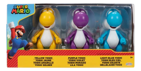 Super Mario Multipack Nintendo Yoshi - Paquete De 3 Figuras De Acción Auténtica
