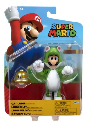 Super Mario Figura De Acción De Cat Luigi De 4 Pulgadas