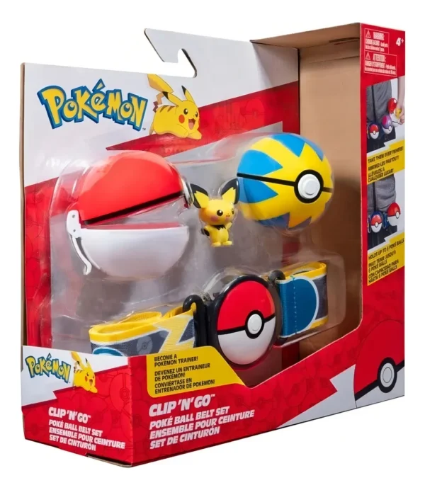 Pokemon Clip N Go Poke Ball Belt Set Cinturon Figura Pichu